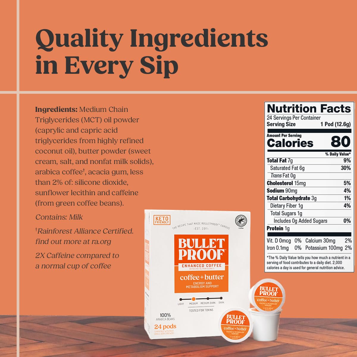 Bulletproof coffee pods box ready for a convenient single-step brew.