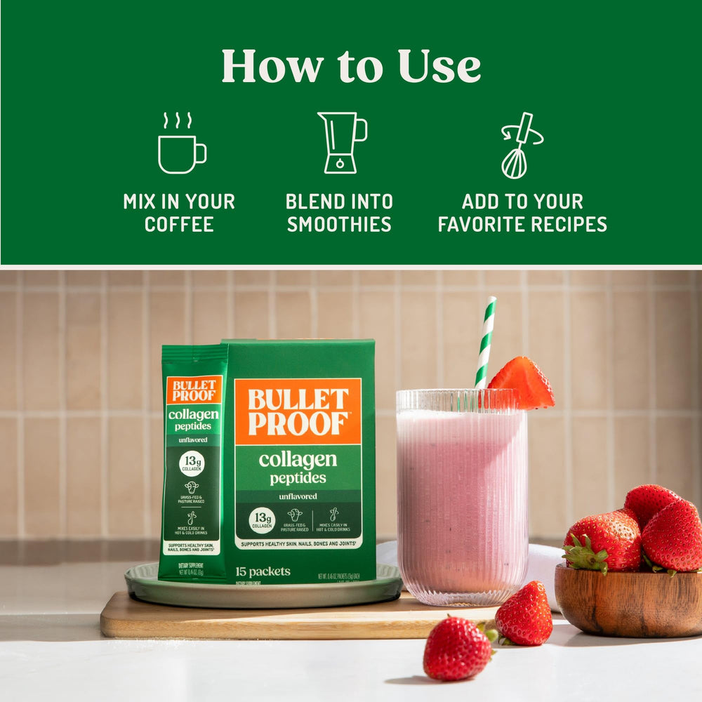 Bulletproof collagen dissolves in hot tea for subtle enrichment.