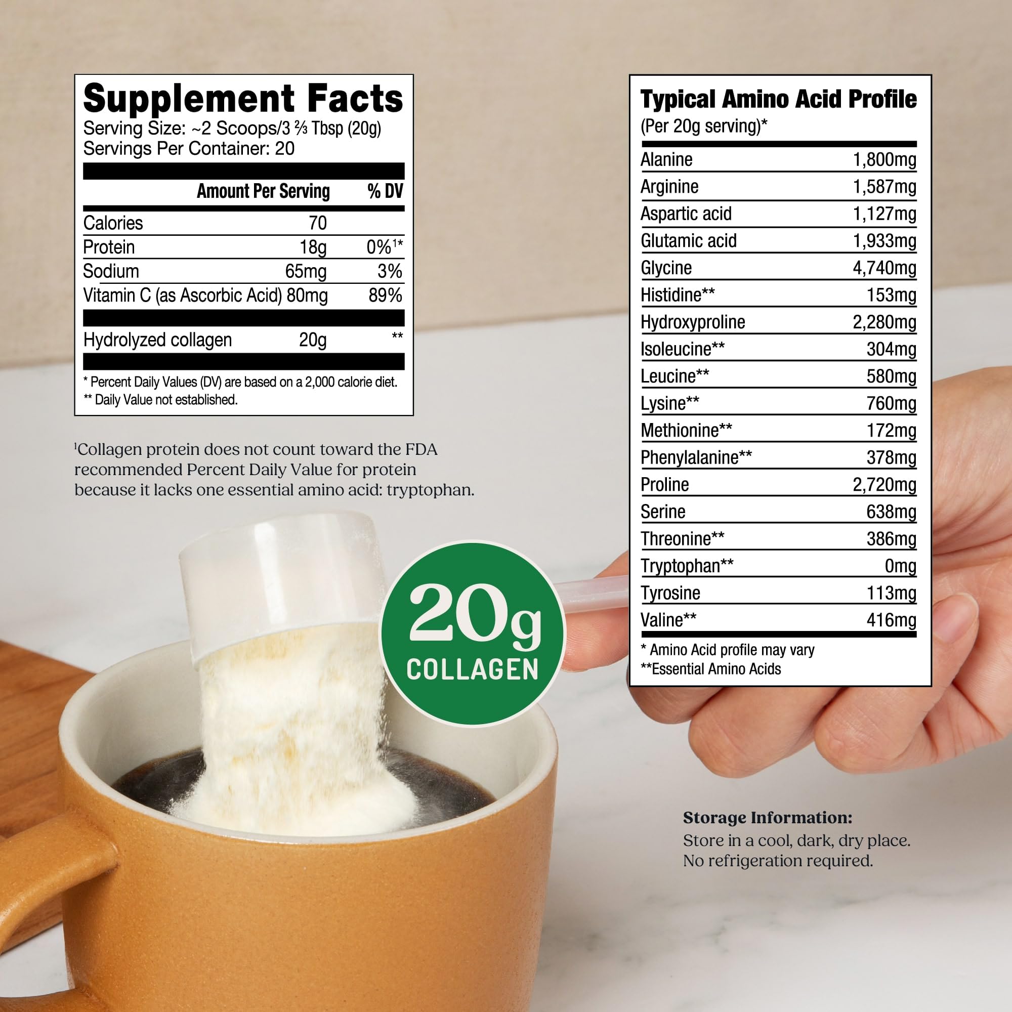 Bulletproof collagen peptides with MCT oil pour, suggesting convenient daily beverage addition.