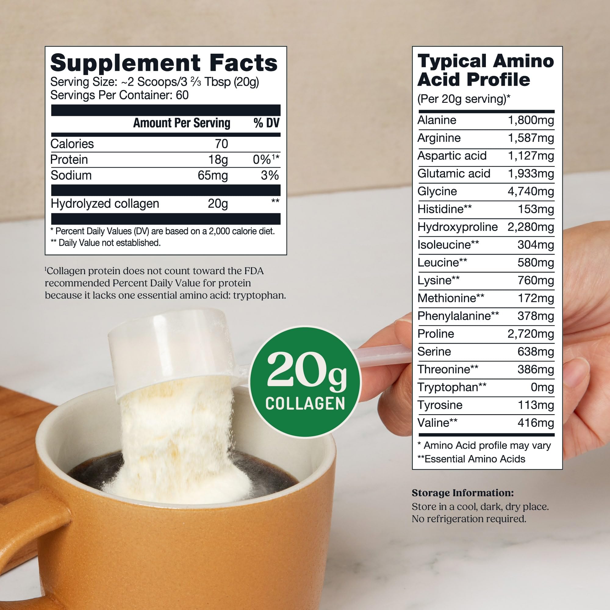 Bulletproof Collagen Peptides scoop measuring servings for simple recipes