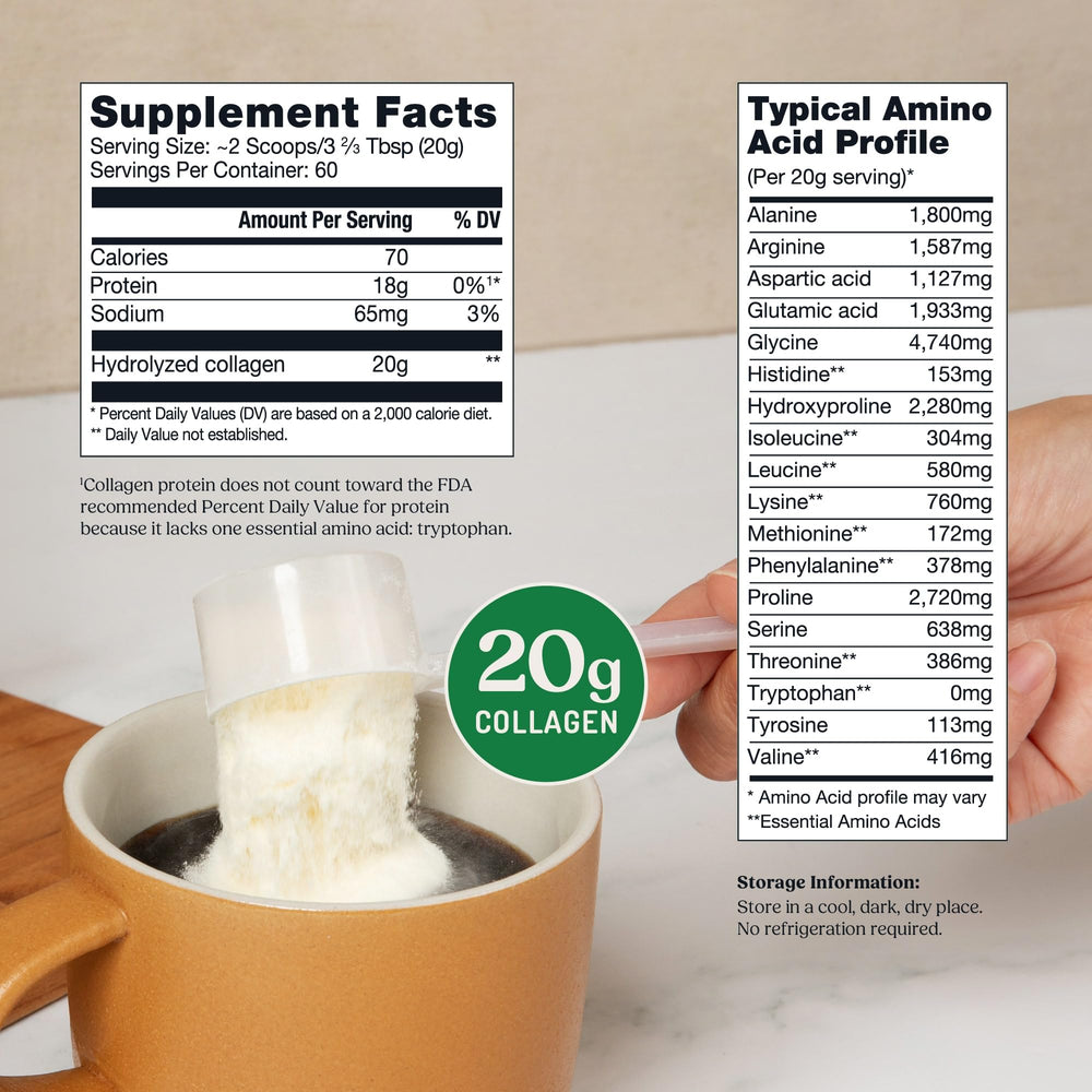Bulletproof Collagen Peptides scoop measuring servings for simple recipes