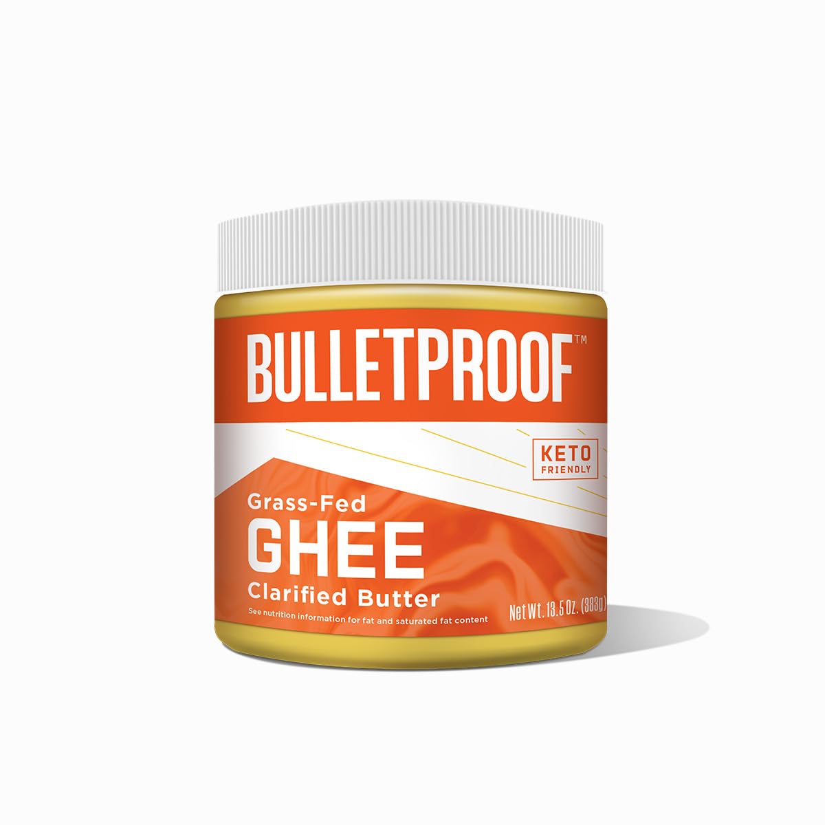 Bulletproof Grass-Fed Ghee 13.5 oz shows buttery flavor ideal for 1:1 butter substitutes.