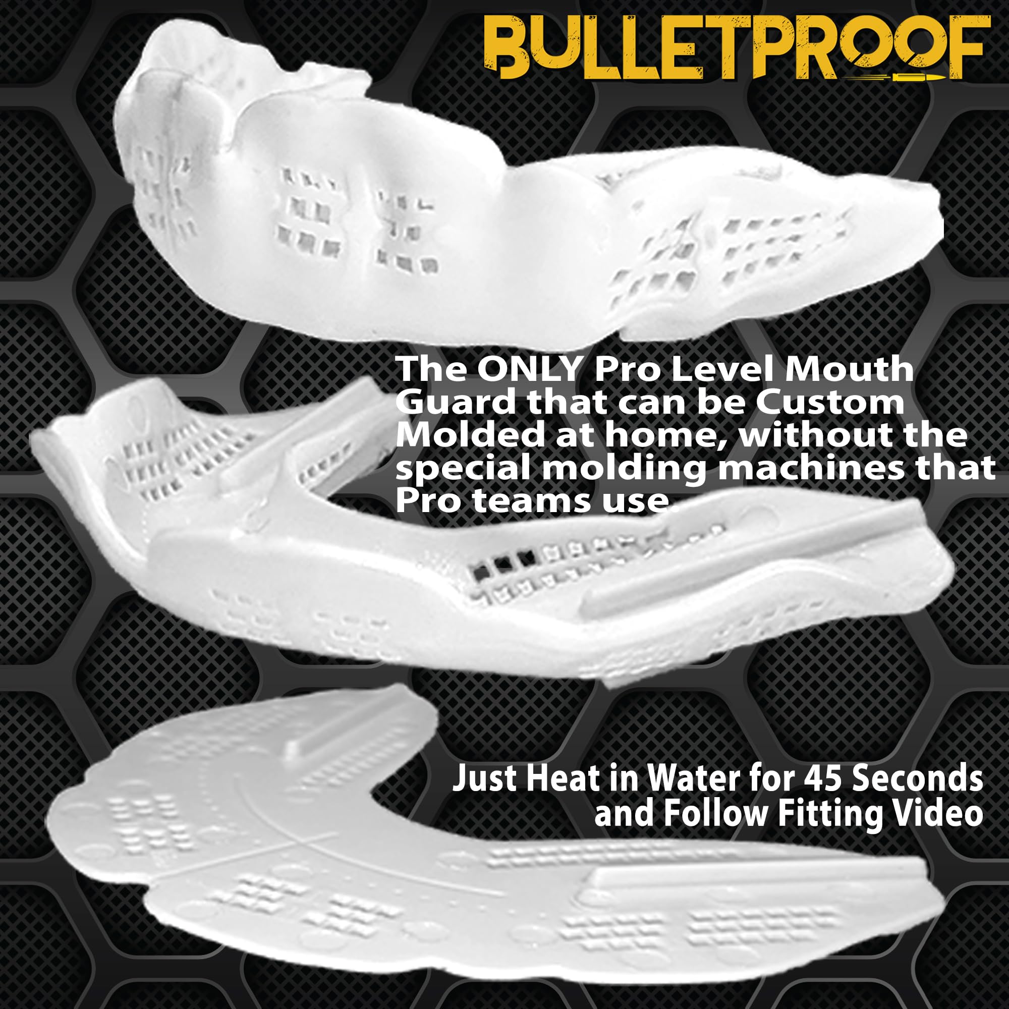 Bulletproof Mouthguards aramid crash cage offers strong protection for contact sports