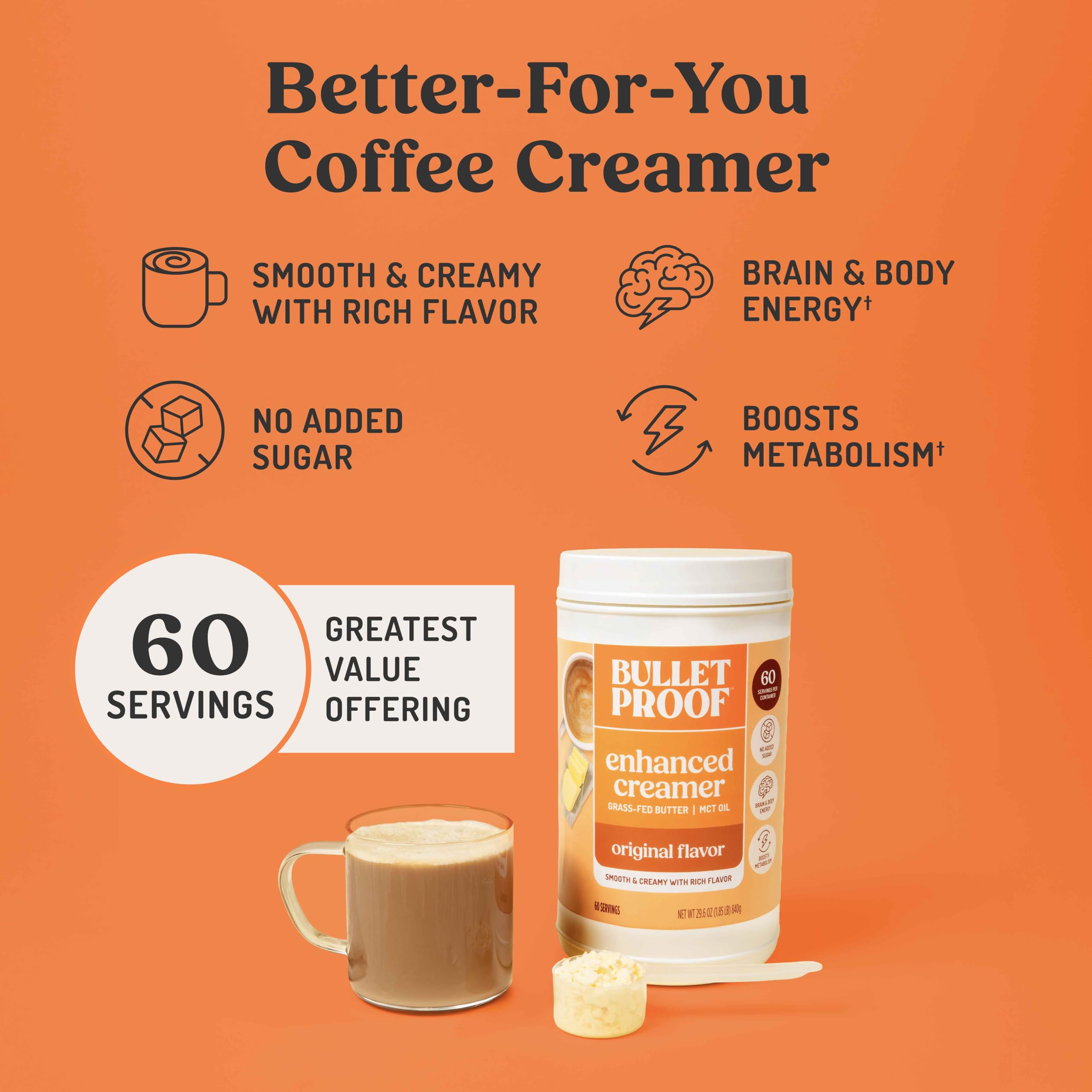 Bulletproof Original Creamer cup splash for creamy coffee texture