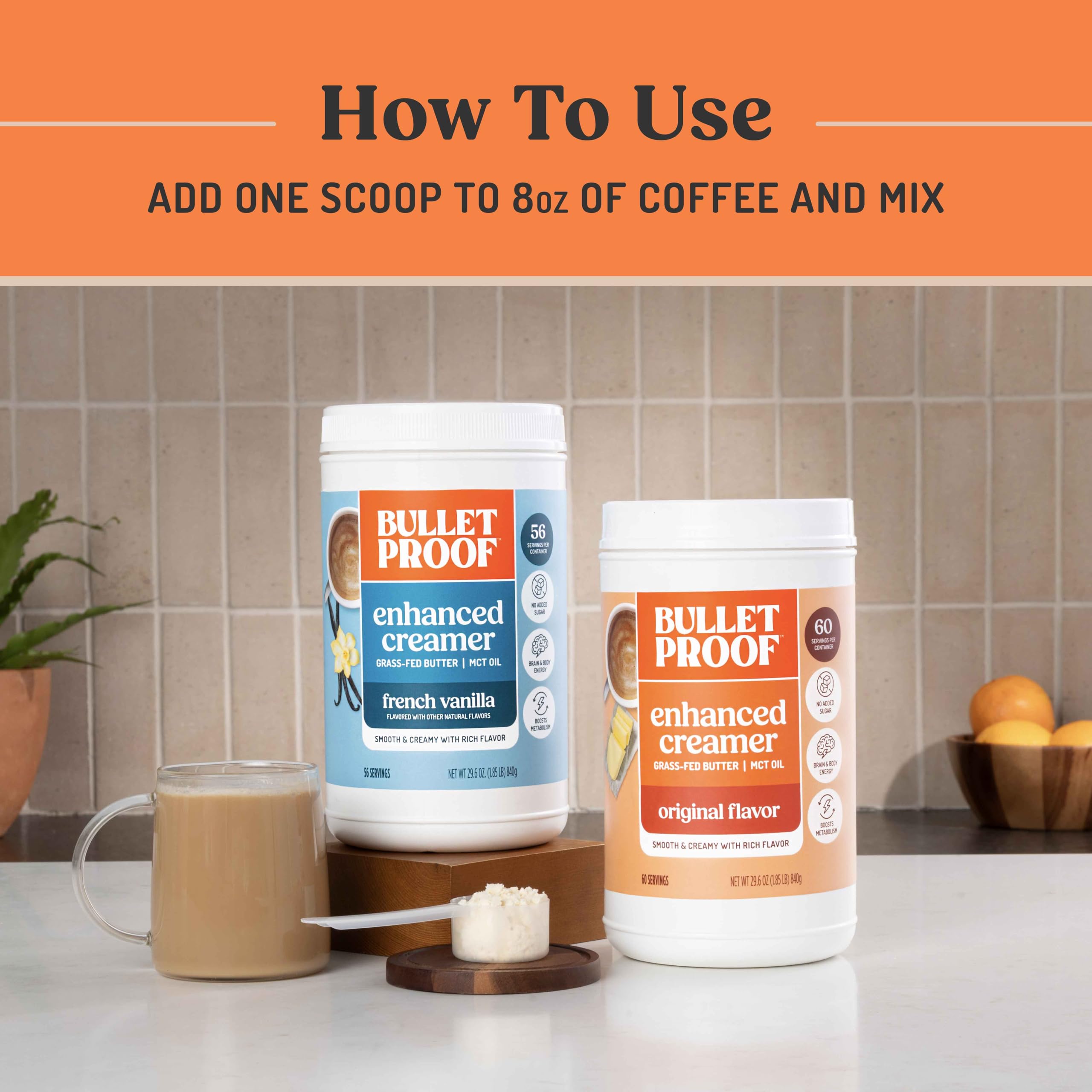 Bulletproof Original Creamer mug with coffee for morning energy