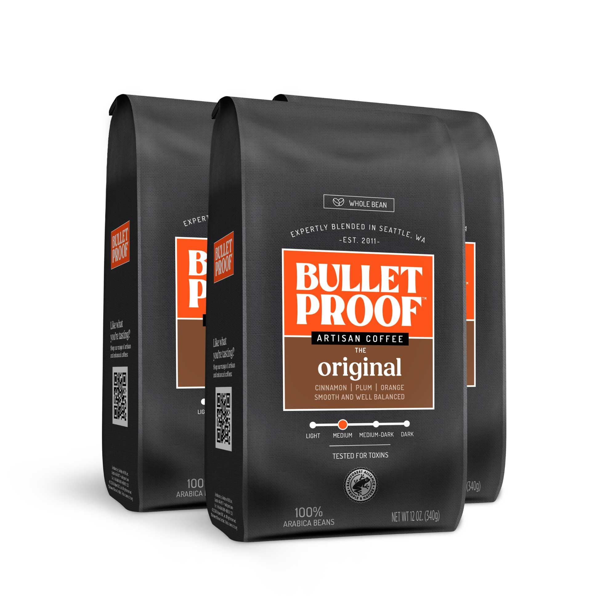 Bulletproof Original 3x12oz pack for convenient home brewing.