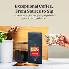 Close-up of Bulletproof The Mentalist coffee grounds for bold flavor.