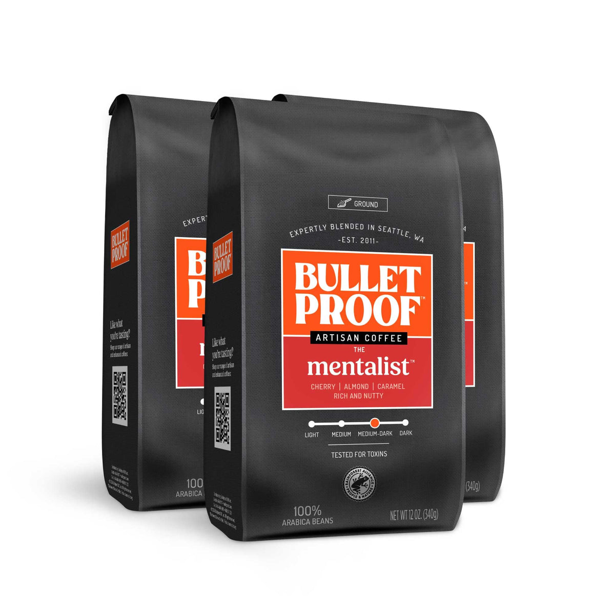 Bulletproof The Mentalist 3-pack ground coffee delivers a rich morning ritual.