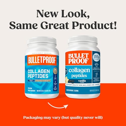 Bulletproof Vanilla collagen powder tub highlighting value size for ongoing use.