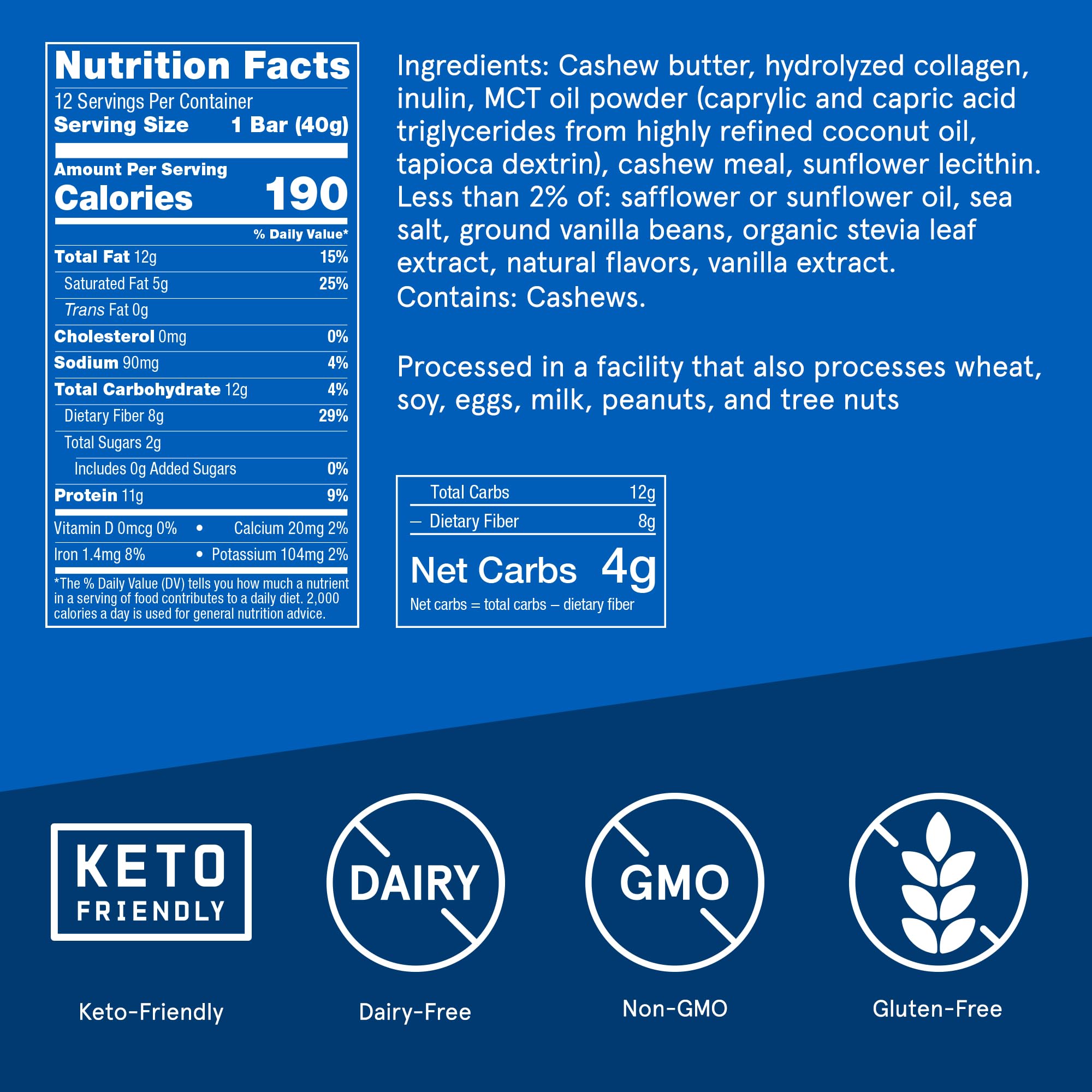 Bulletproof Vanilla Shortbread Bar bite with creamy cashew texture and MCT energy