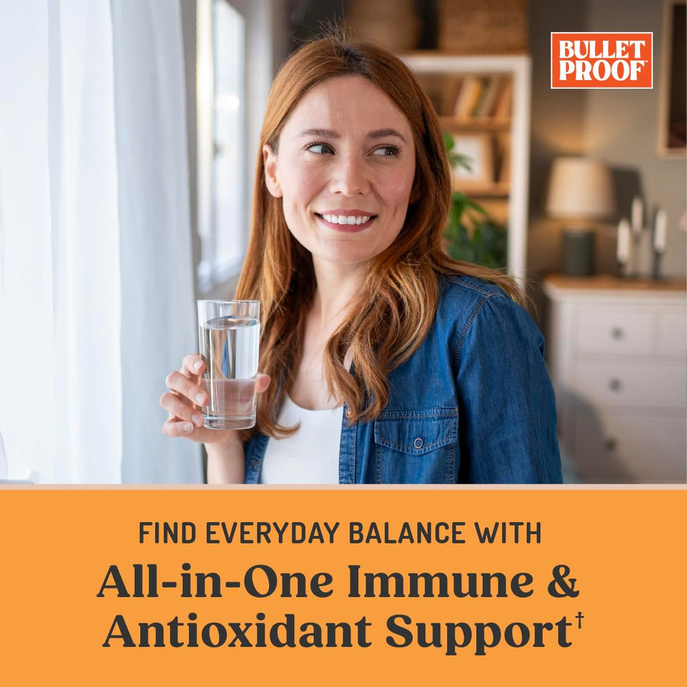 Bulletproof Zinc with Copper bottle label signals mood and energy support