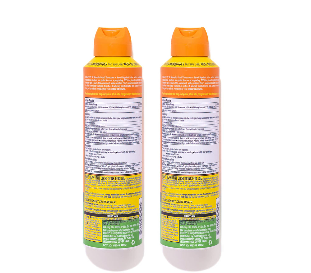 Bullfrog Mosquito Coast bottle back highlights DEET-free and oxybenzone-free formula for sun and bug defense