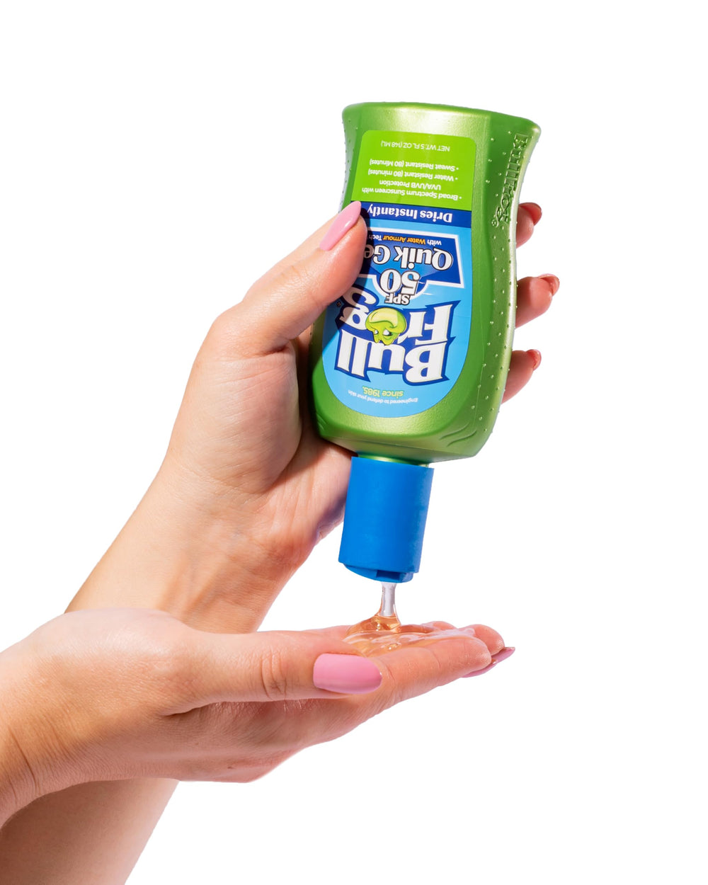 Bullfrog Quik Gel Sunscreen outdoor use demonstrates water-sweat resistance.