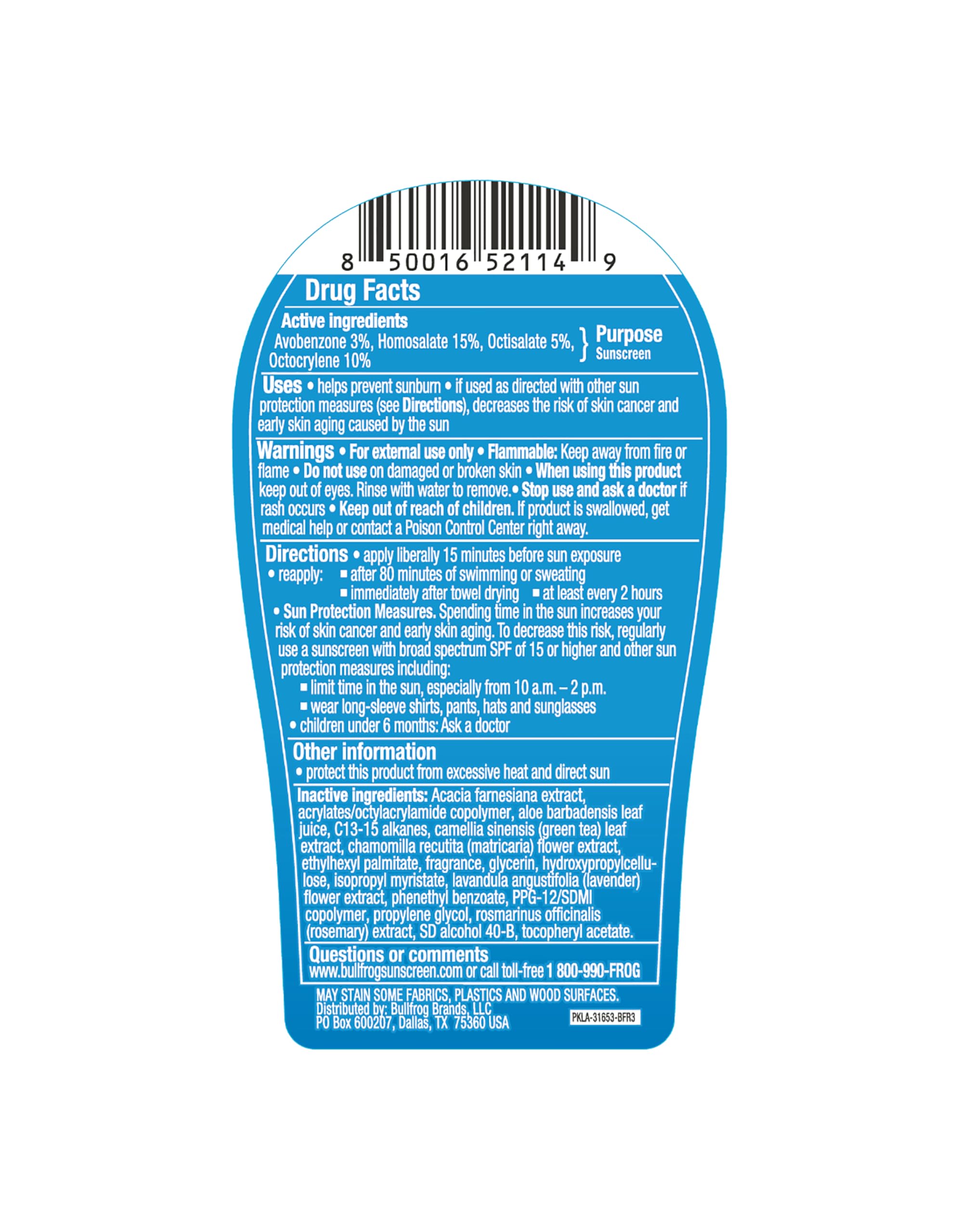 Bullfrog Quik Gel Sunscreen spread delivers even coverage during activity.