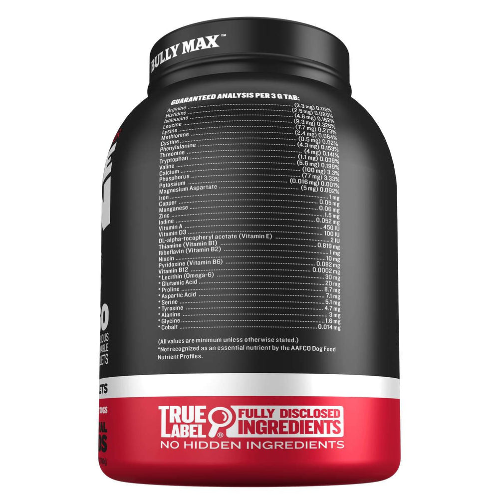 Bully Max Power Tabs easy-dosing chewables for stress-free daily use.