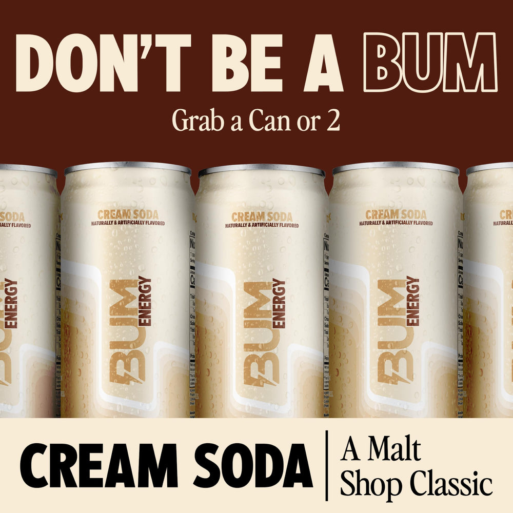 Bum Energy Cream Soda can being poured for a study break.