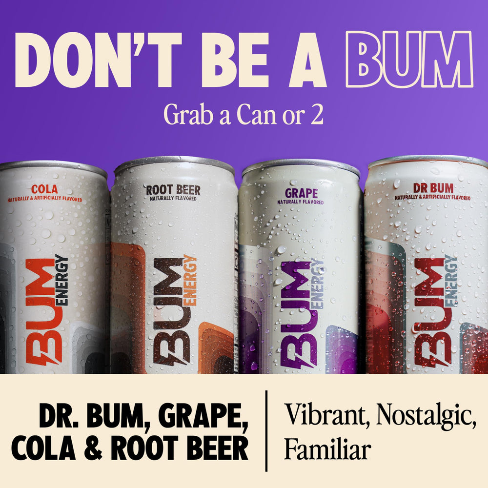 Bum Energy Grape can delivering bold taste and sustained focus