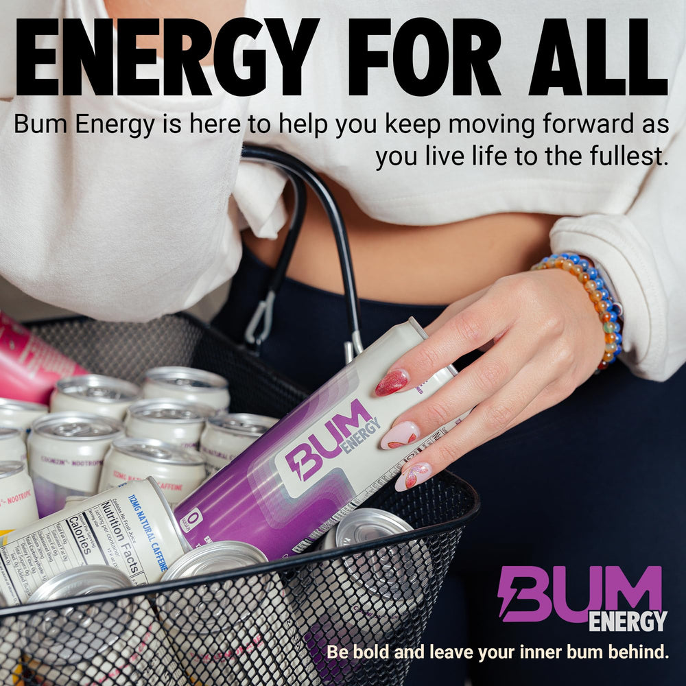 Bum Energy Grape on a desk with laptop, supporting focus during work.