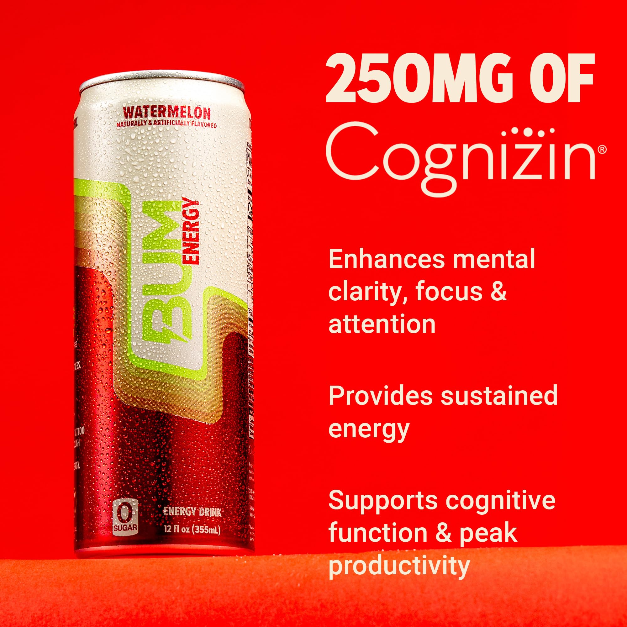 Bum Energy natural caffeine 112 mg on the can for steady daytime energy.