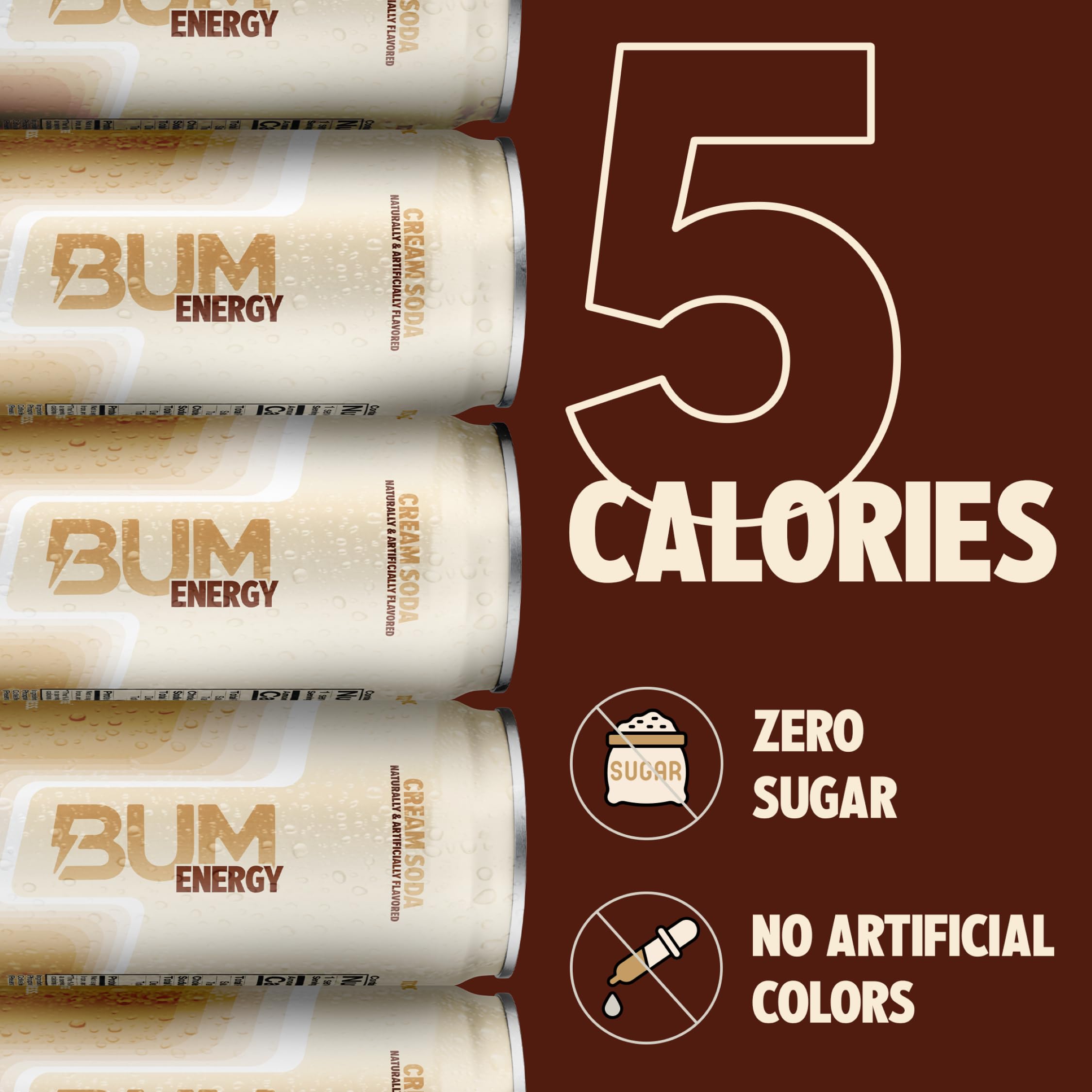 Bum Energy natural caffeine with Cognizin for clean energy.