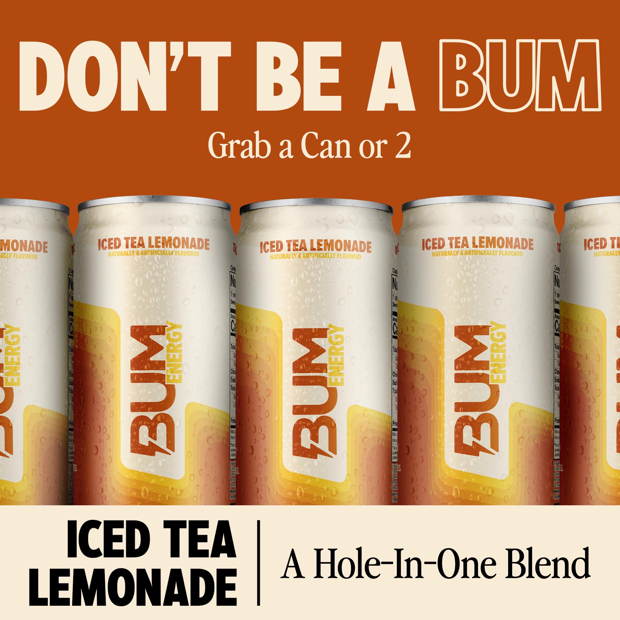 Bum Energy 12-pack cans on display for convenient, sugar-free energy on the go.