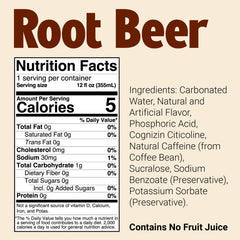 Bum Energy Root Beer can side view, portable energy for study and workouts