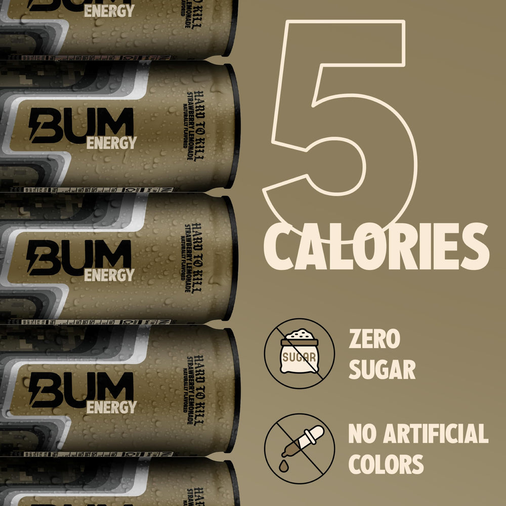 Bum Energy flavor-packed can ready for quick energy before workouts.