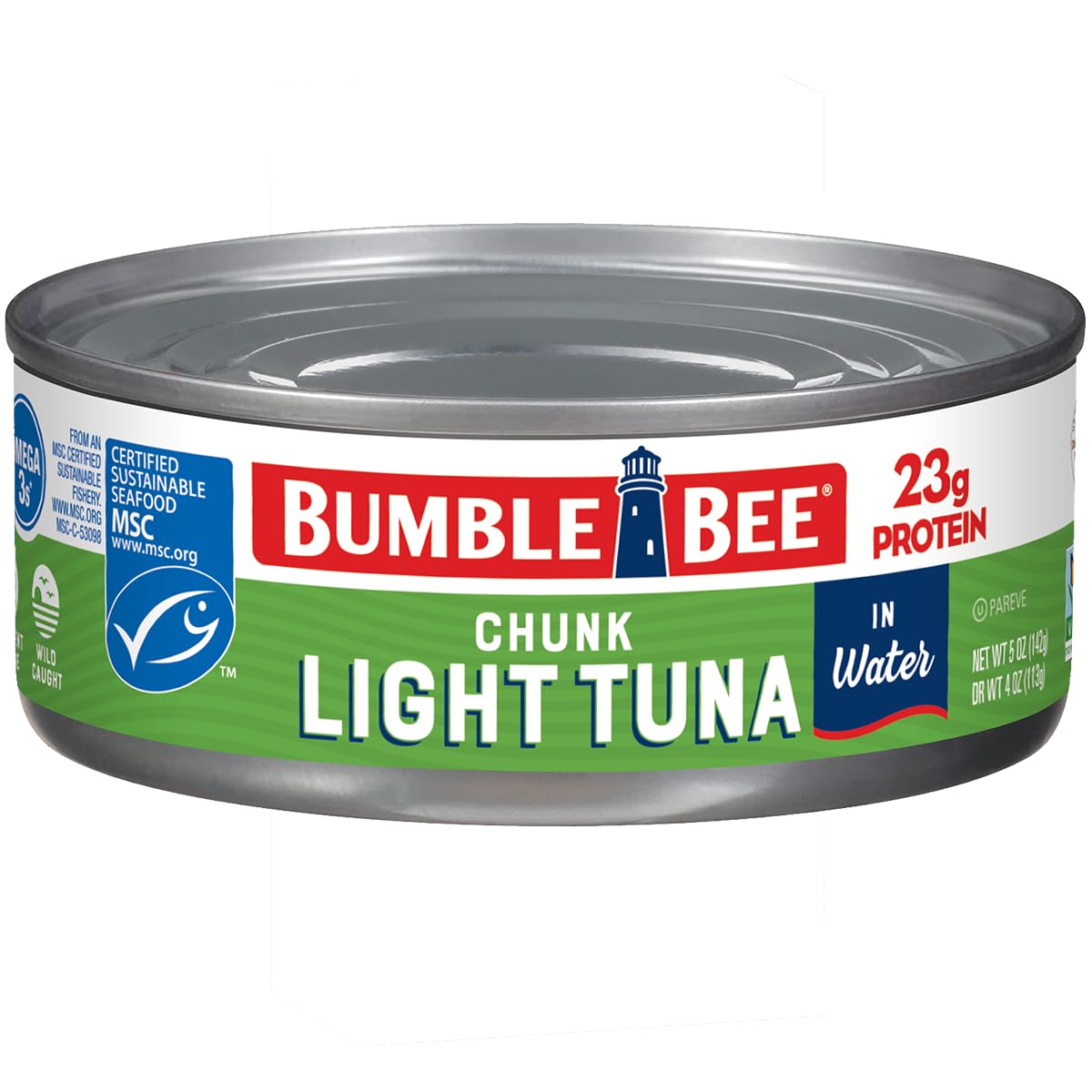 Bumble Bee chunk light tuna in water can, a lean protein for meals.