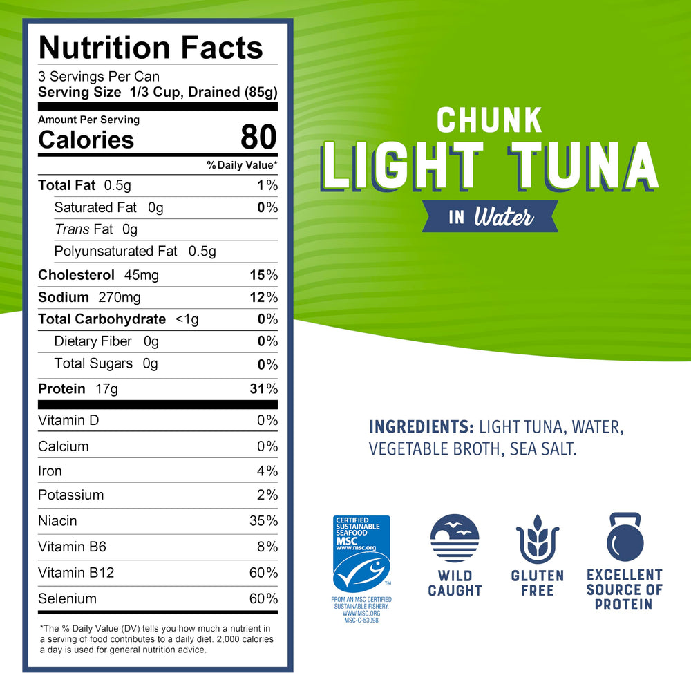 Bumble Bee Chunk Light Tuna in Water flaky texture ready for meals.