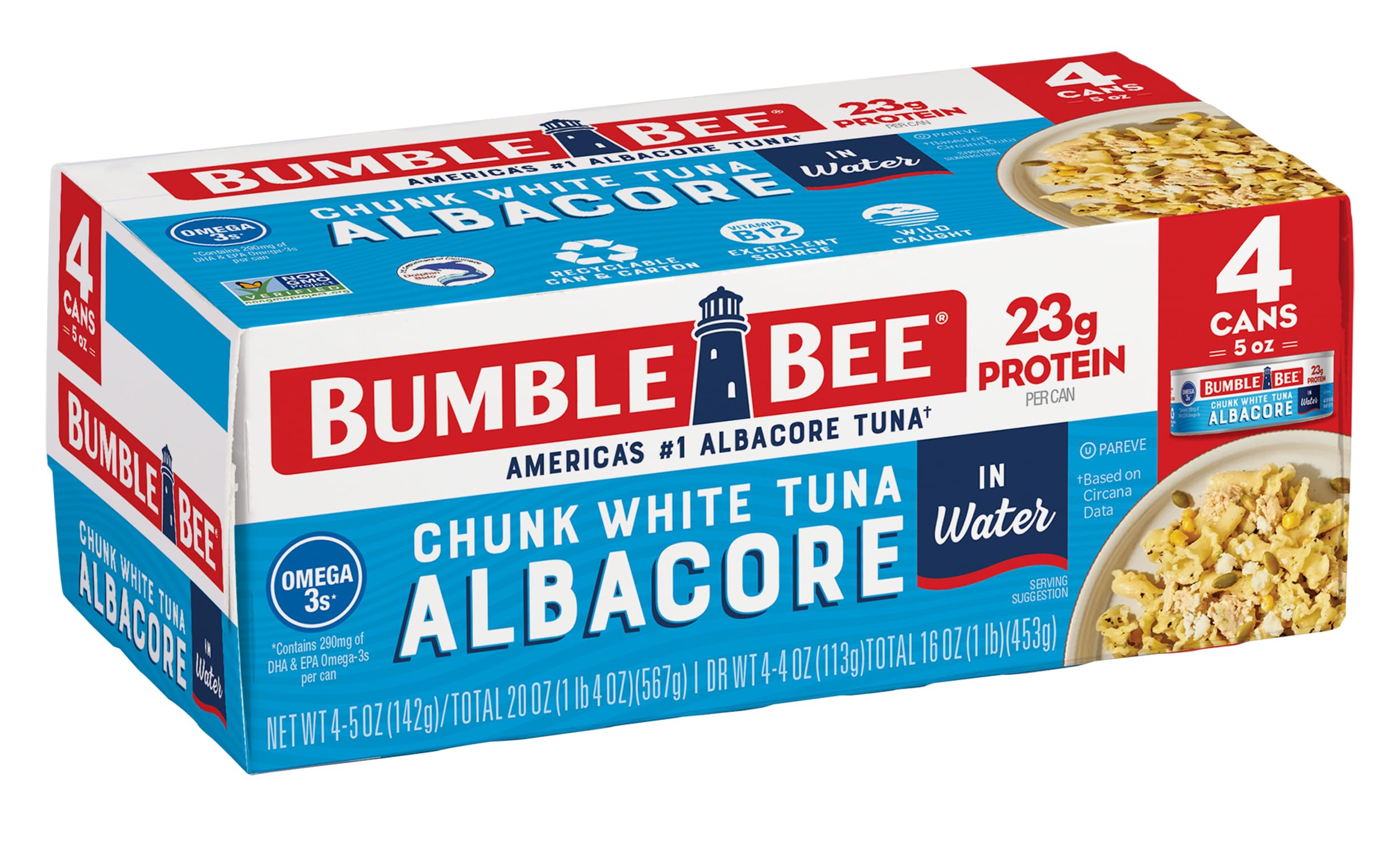 Bumble Bee Chunk White Albacore Tuna in Water packaging, a convenient protein source