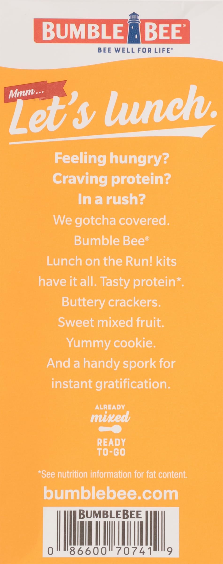 Pack of four Bumble Bee Lunch On The Run meals, shelf-stable and portable