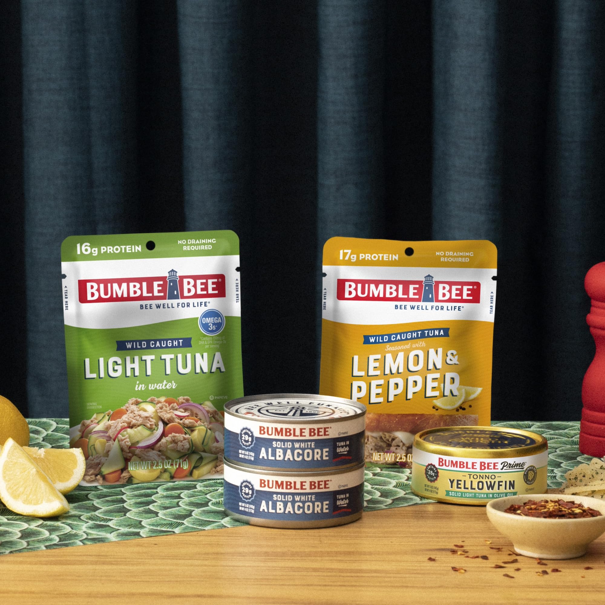 Bumble Bee pantry-friendly pouch, perfect for camping and travel.