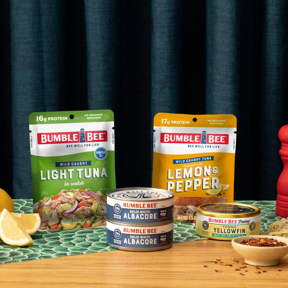 Bumble Bee pantry-friendly pouch, perfect for camping and travel.
