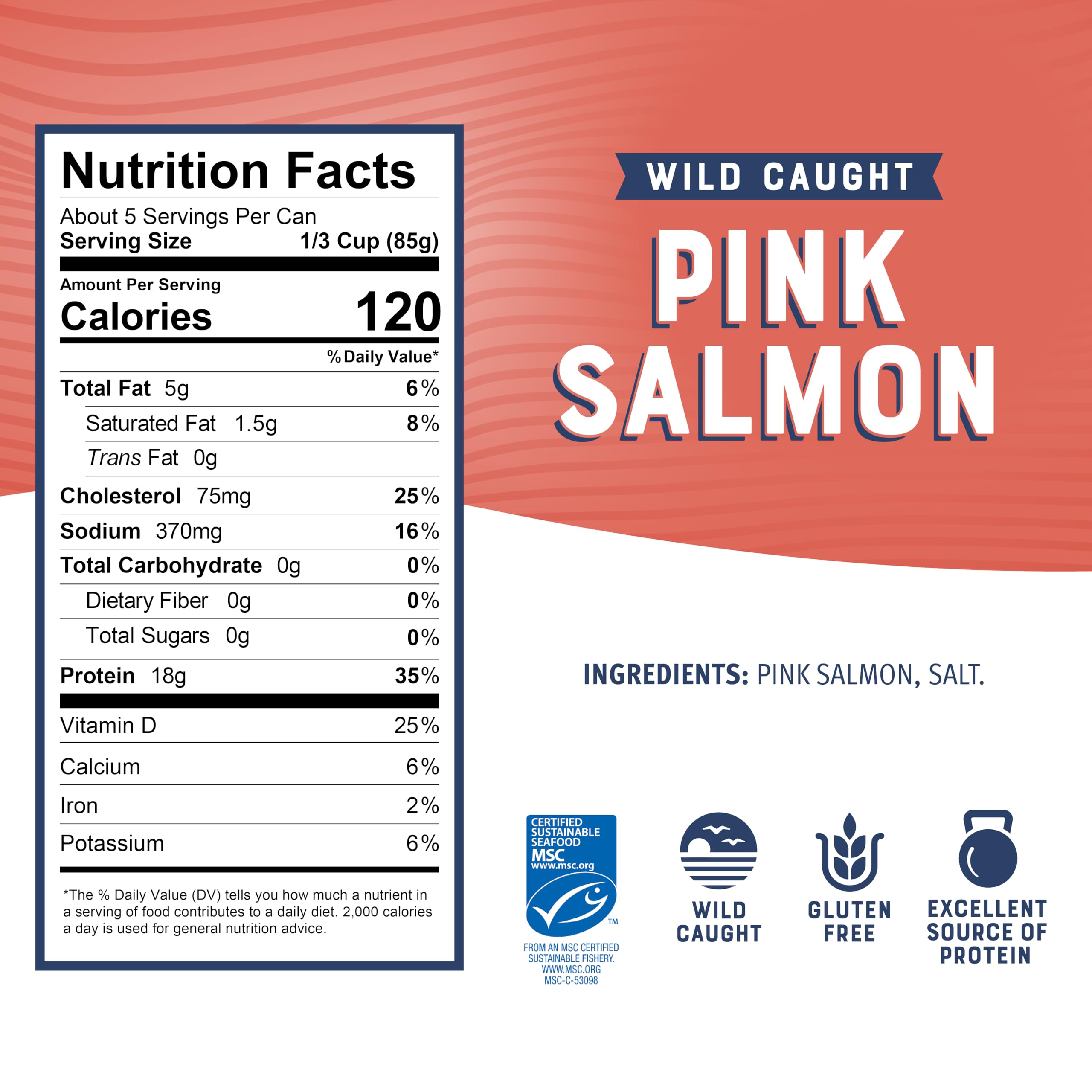 Bumble Bee pink salmon serving on plate: omega-3-rich meal ready to enjoy.