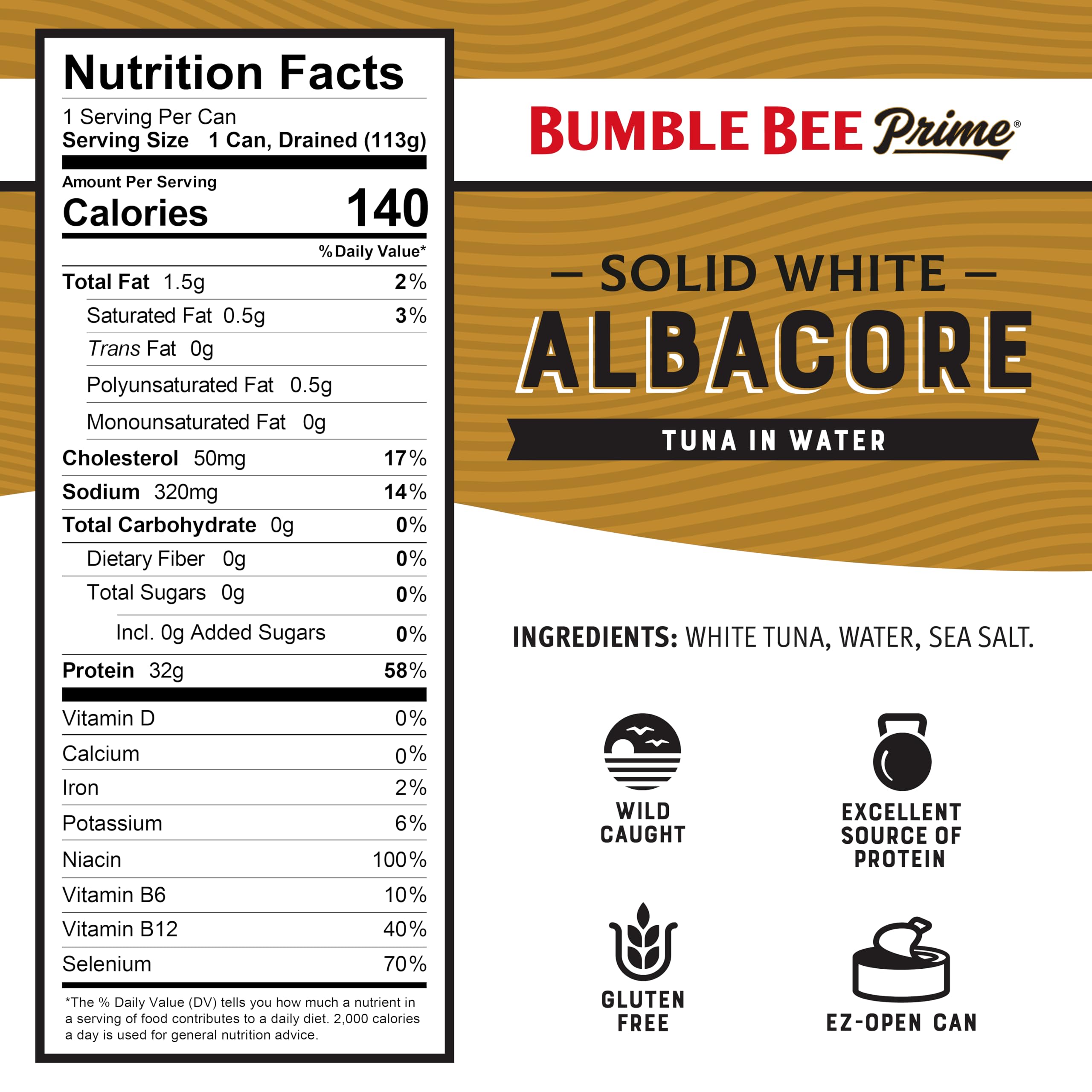 Easy-open Bumble Bee Prime tuna in water can for quick meals