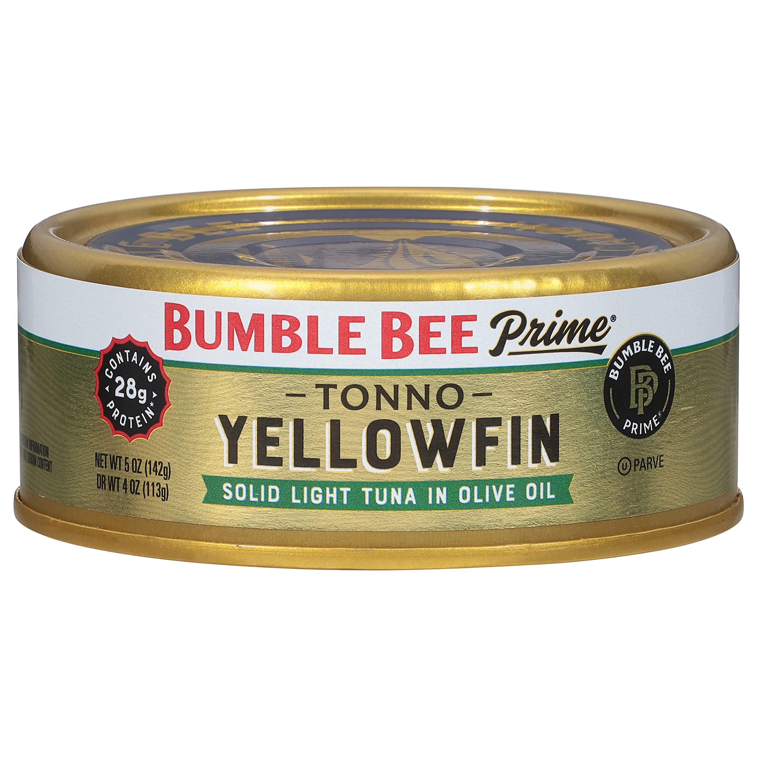 Bumble Bee Prime Tonno tuna in olive oil can—premium protein for quick meals.