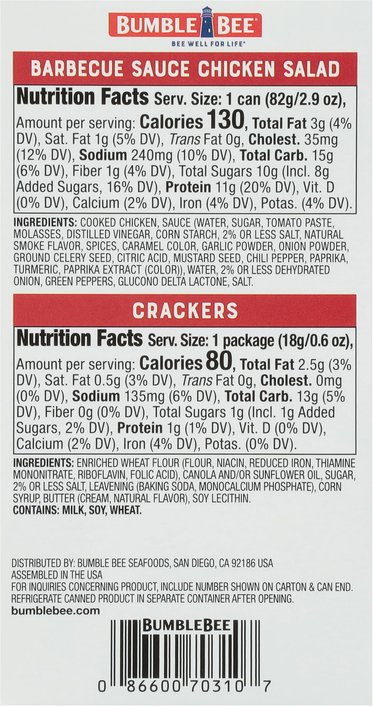 Bumble Bee ready-to-eat chicken salad can is ideal for quick meals.