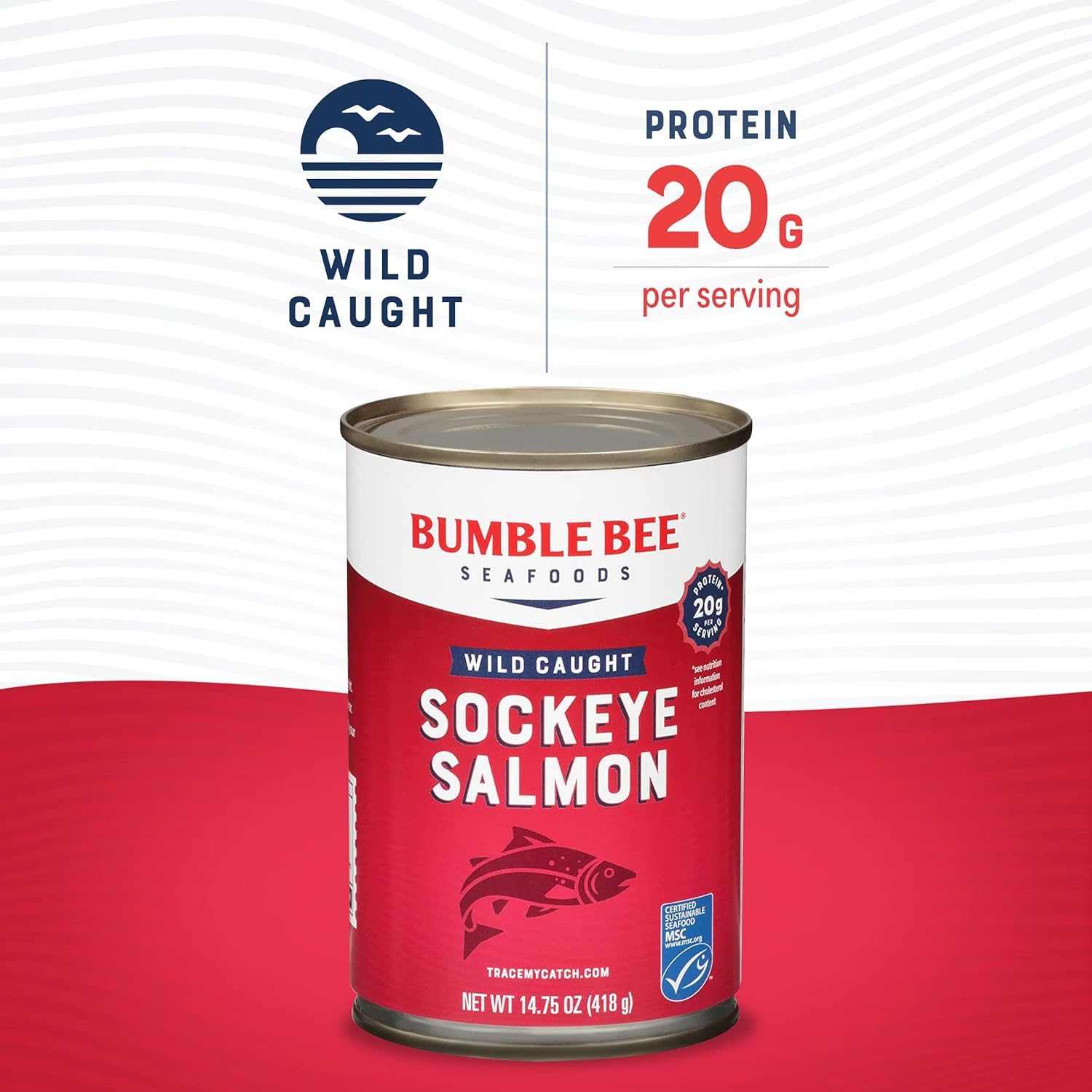 Bumble Bee Red Sockeye Salmon can pour reveals ready-to-use protein for salads.