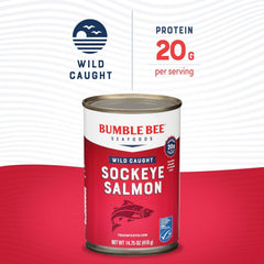 Bumble Bee Red Sockeye Salmon can pour reveals ready-to-use protein for salads.