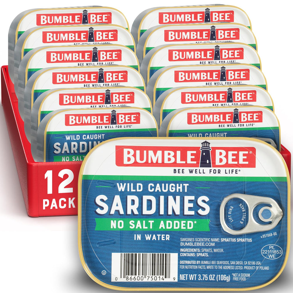 Bumble Bee sardines in water with no salt added in a can, clean protein source