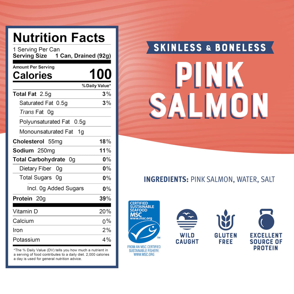 Bumble Bee skinless boneless pink salmon in water can, perfect for quick sandwiches.