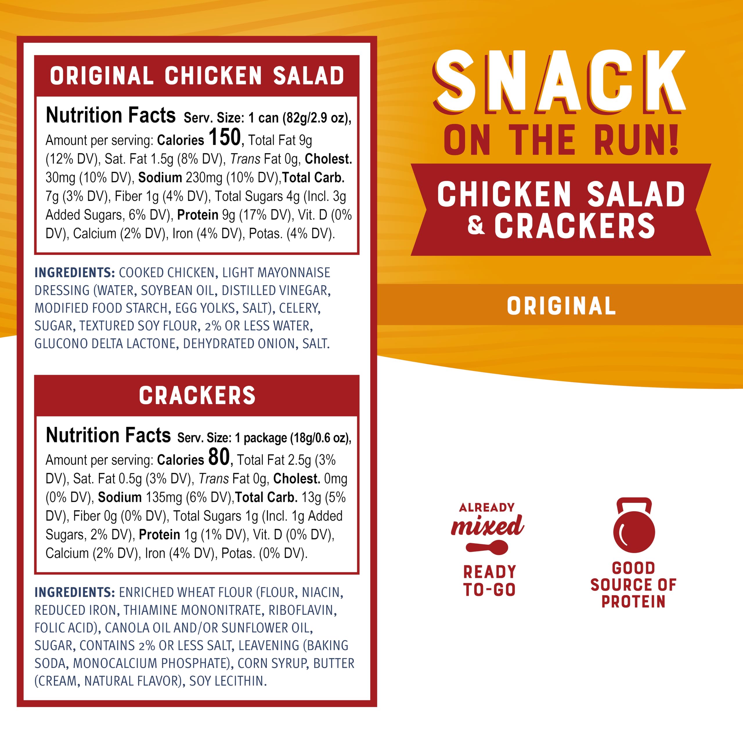 Close-up of Bumble Bee Snack On The Run chicken salad with crackers.
