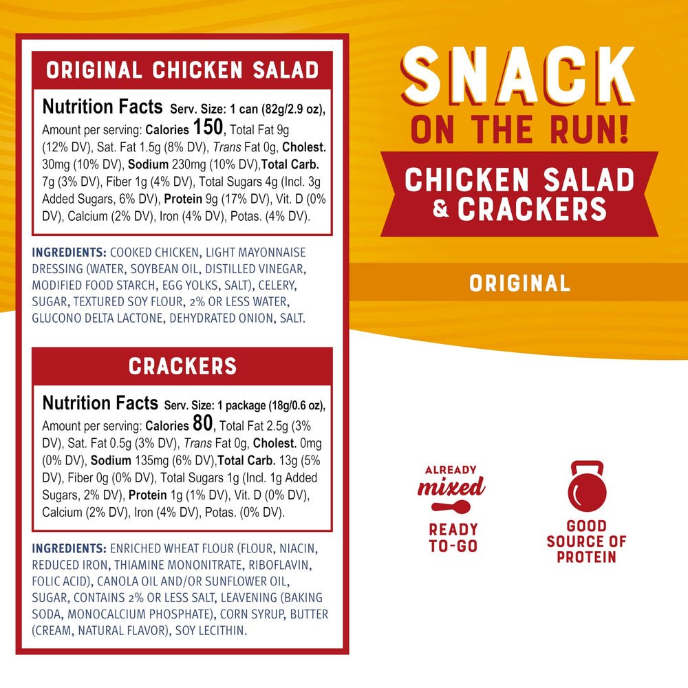 Close-up of Bumble Bee Snack On The Run chicken salad with crackers.