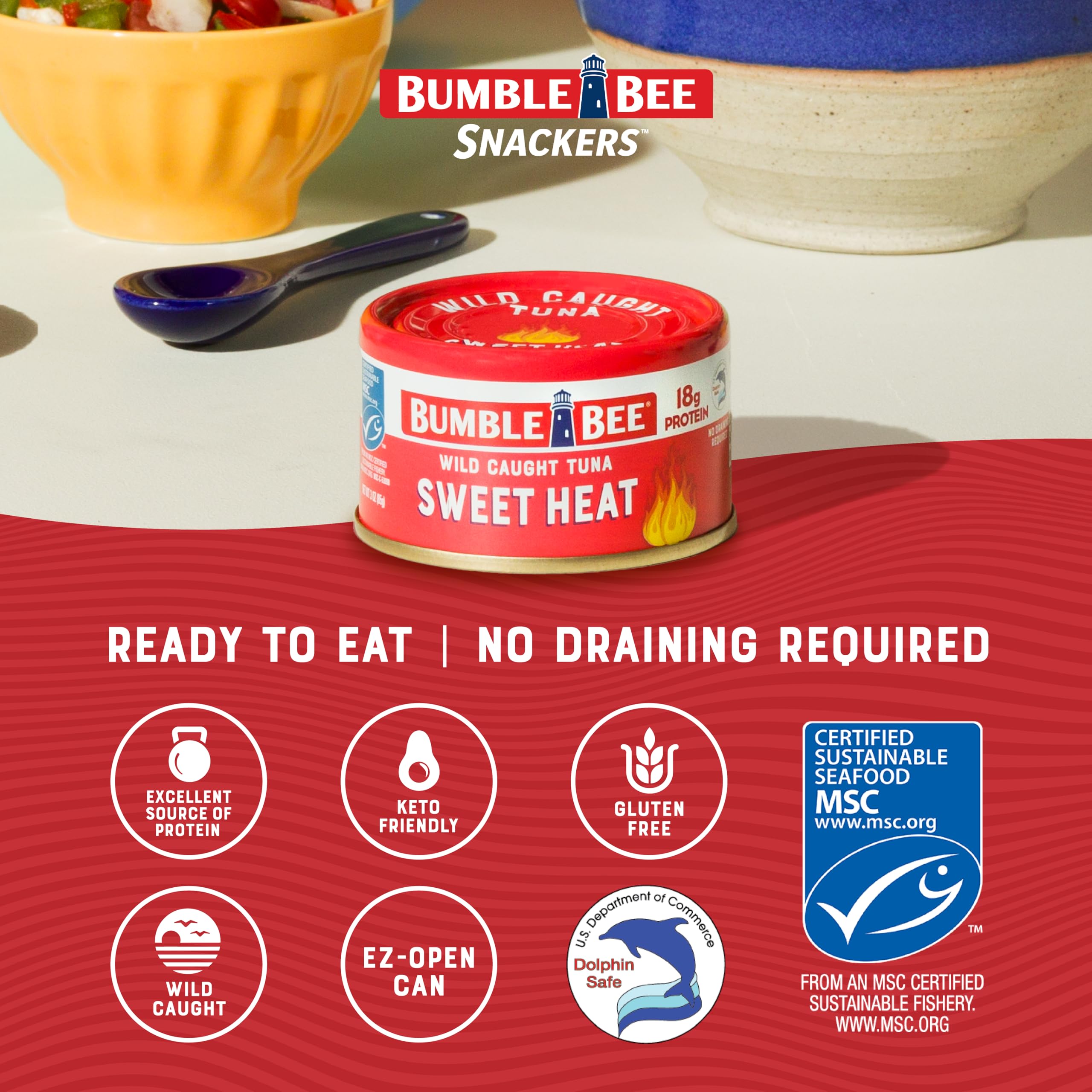 Bumble Bee Snackers Sweet Heat served on a wrap for a satisfying lunch.