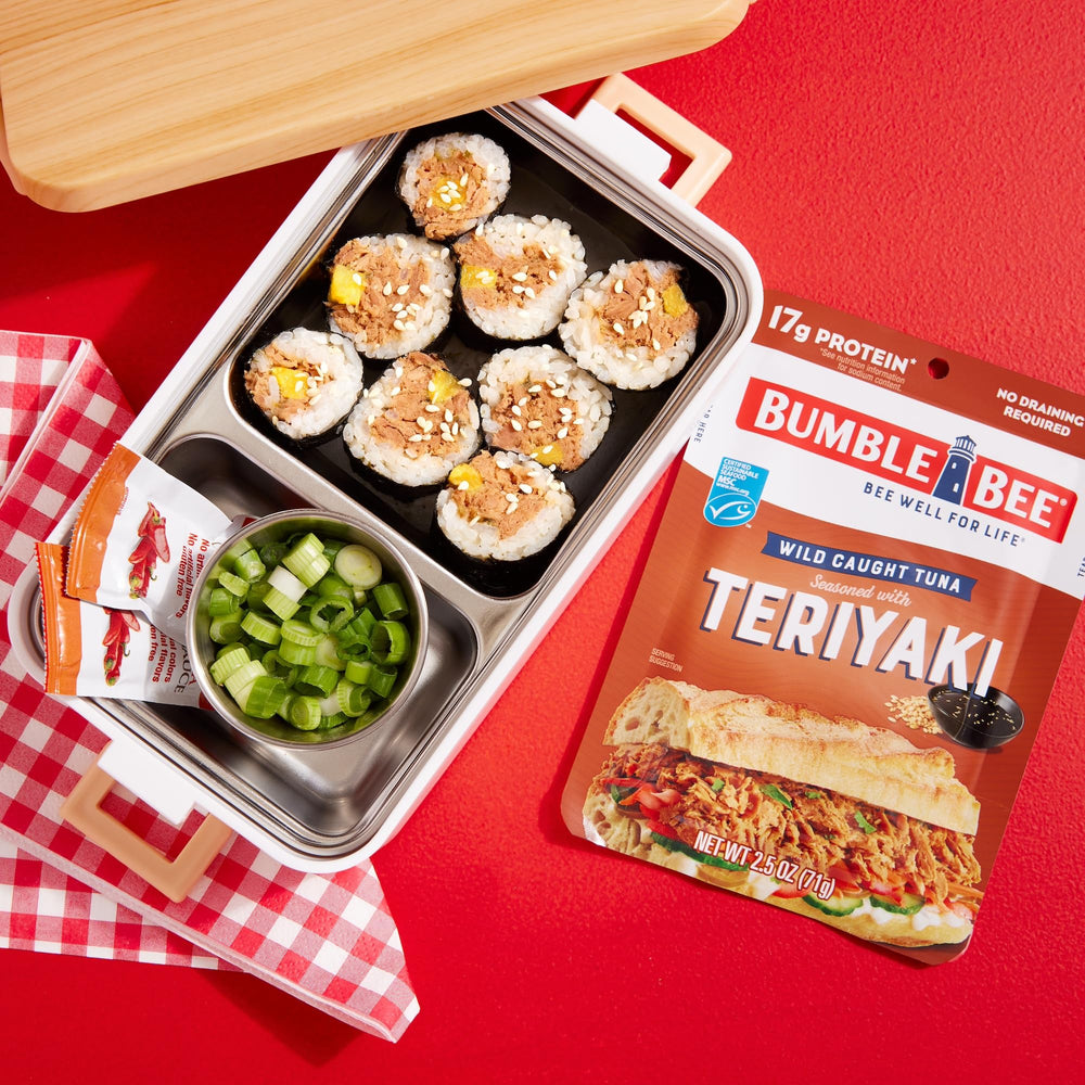 Bumble Bee Teriyaki Tuna Pouch added to a tuna bowl for flavor