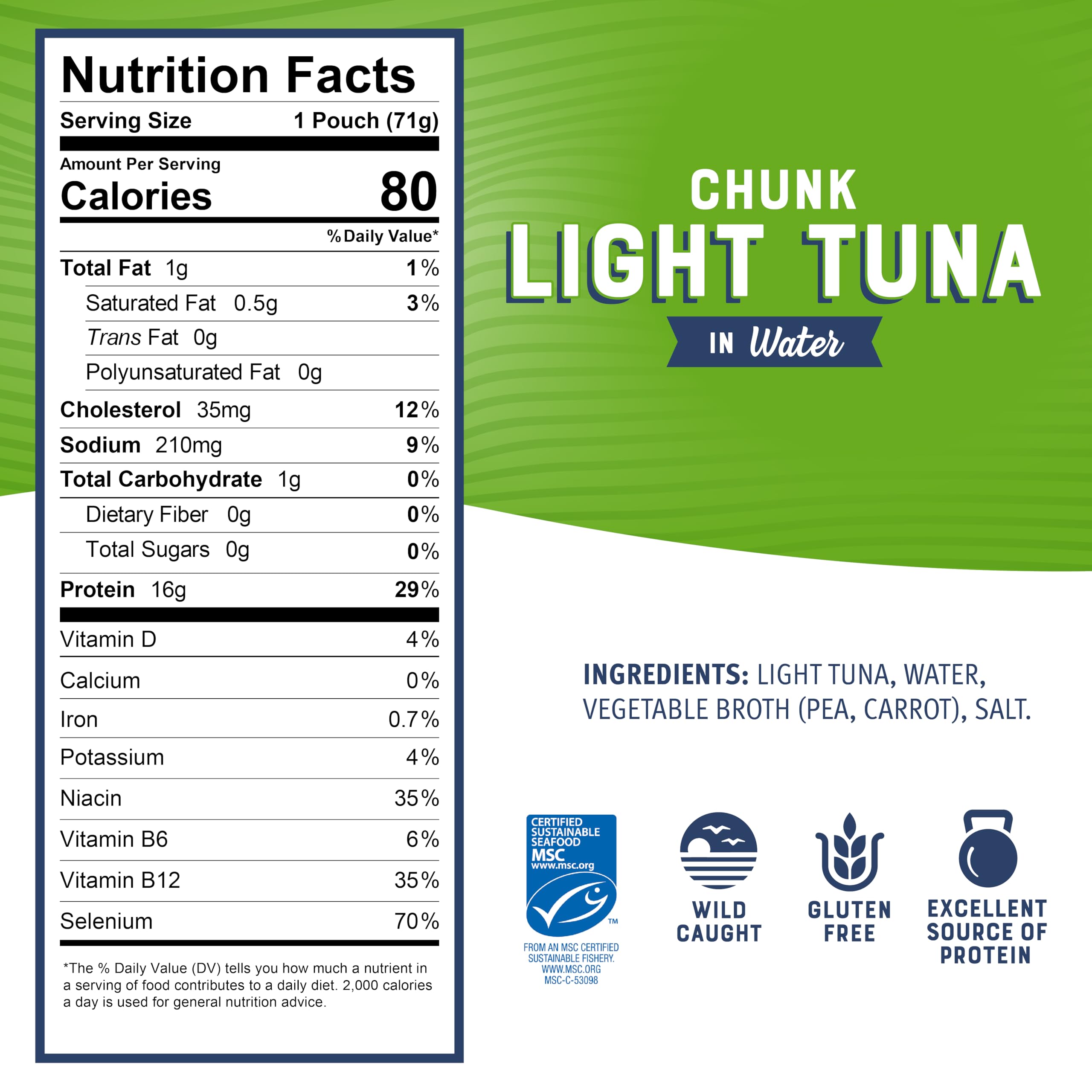 Bumble Bee in-water tuna 2.5 oz pouch, ideal for lunches.