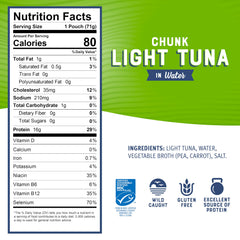 Bumble Bee in-water tuna 2.5 oz pouch, ideal for lunches.