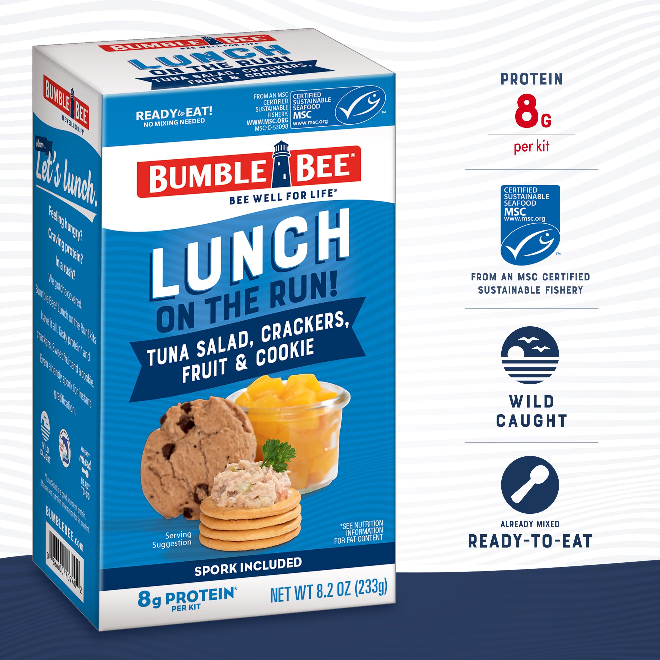 Diced peaches included in the Bumble Bee tuna salad kit for bright balance