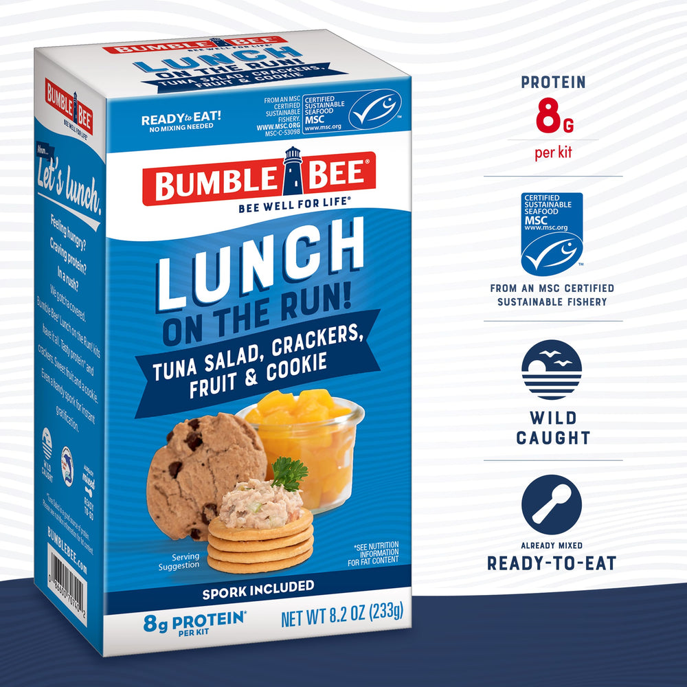 Diced peaches included in the Bumble Bee tuna salad kit for bright balance