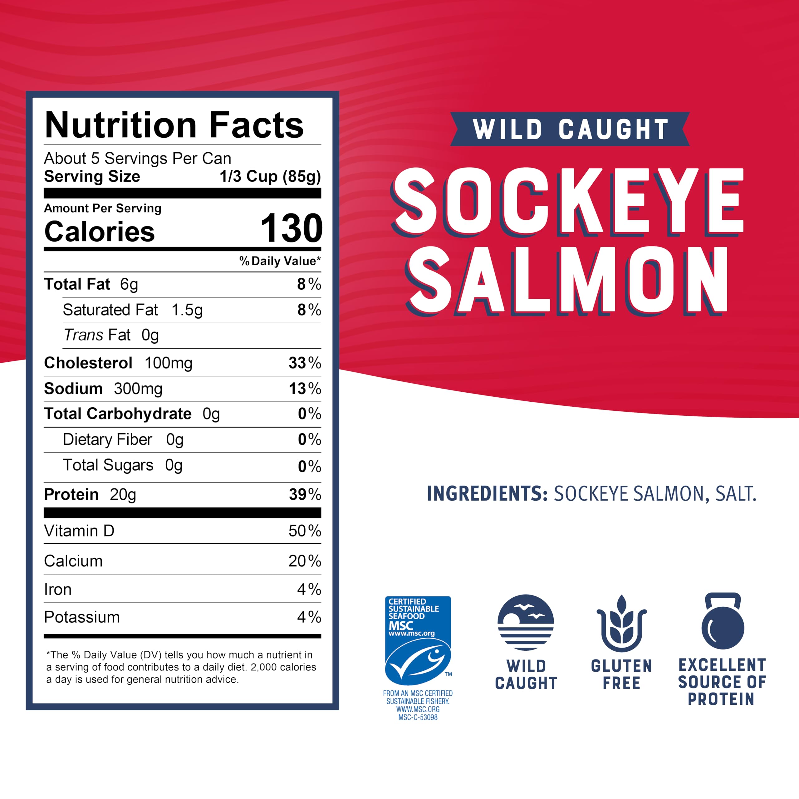 Bumble Bee wild-caught sockeye salmon can label emphasizes sustainability and traceability options.